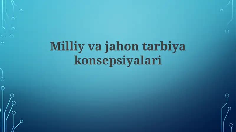 Milliy ta'lim tushunchasi