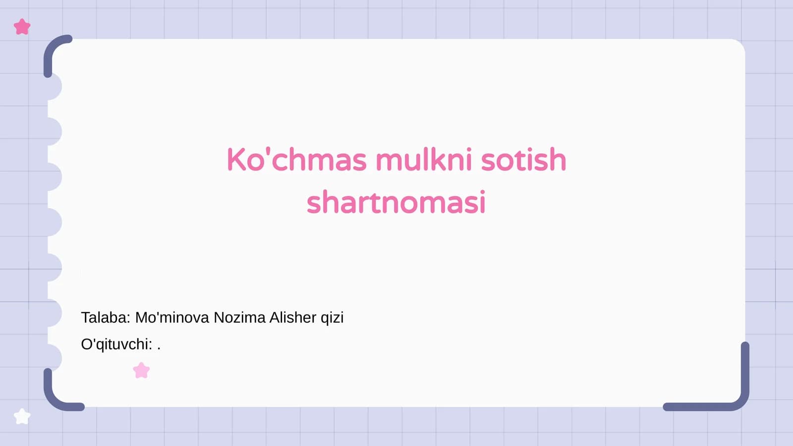 Ko'chmas mulkni sotish shartnomasi