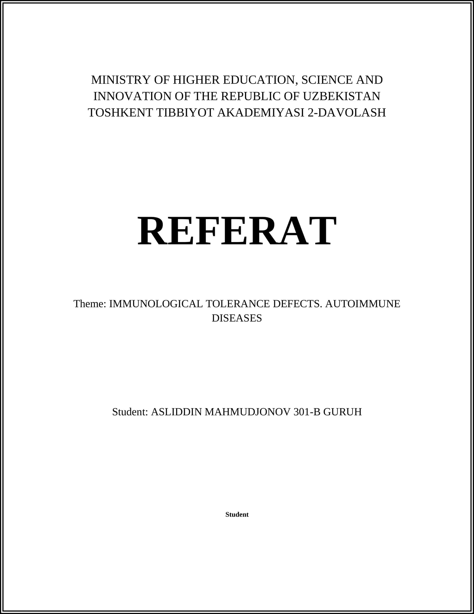 Mechanisms of Immunological Tolerance