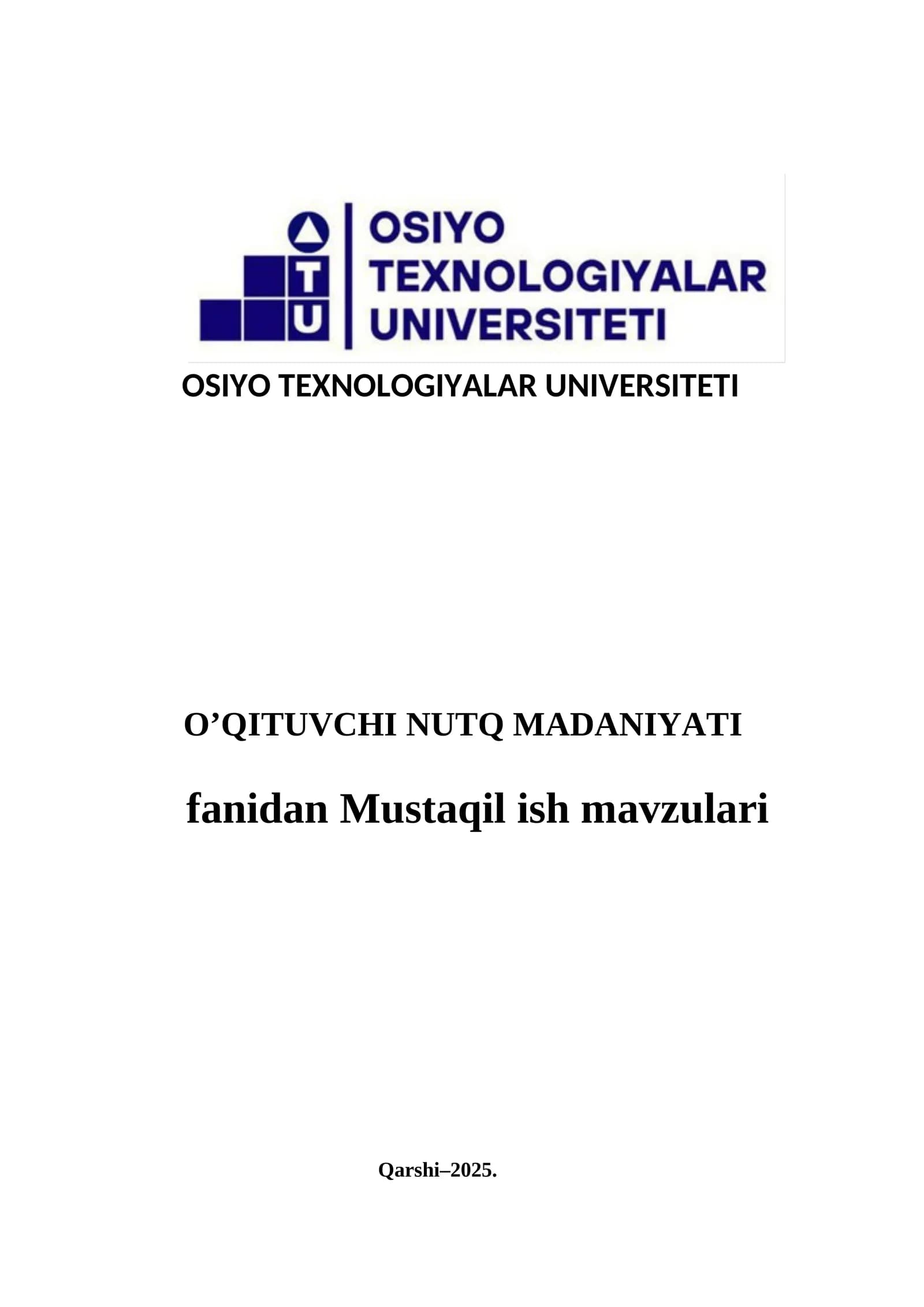 O’QITUVCHI NUTQ MADANIYATI