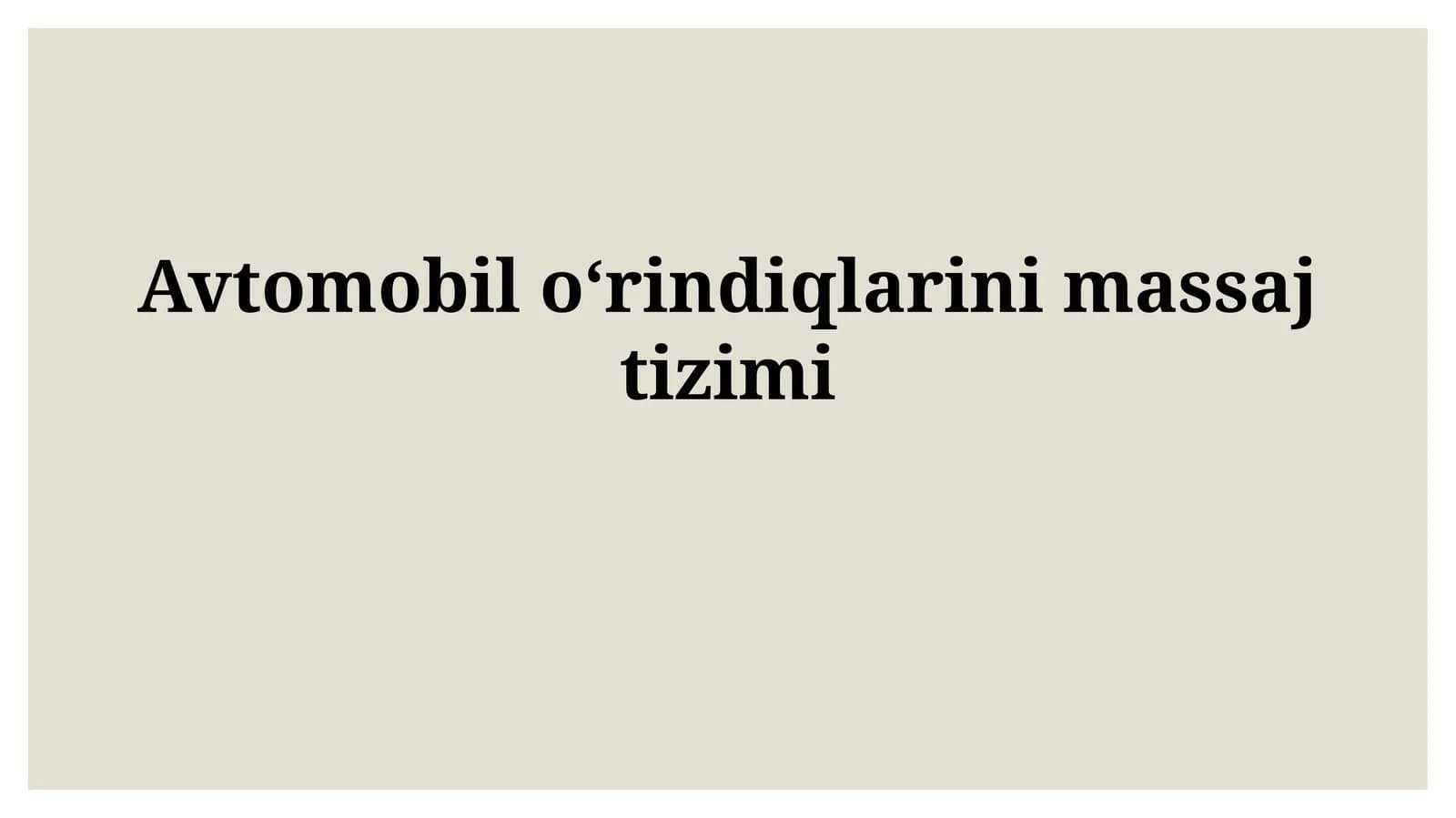 Avtomobil O'rindig'i Massaj Tizimi