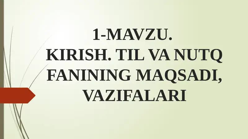 Tilva Nutq Fanining Maqsadi, Vazifalari