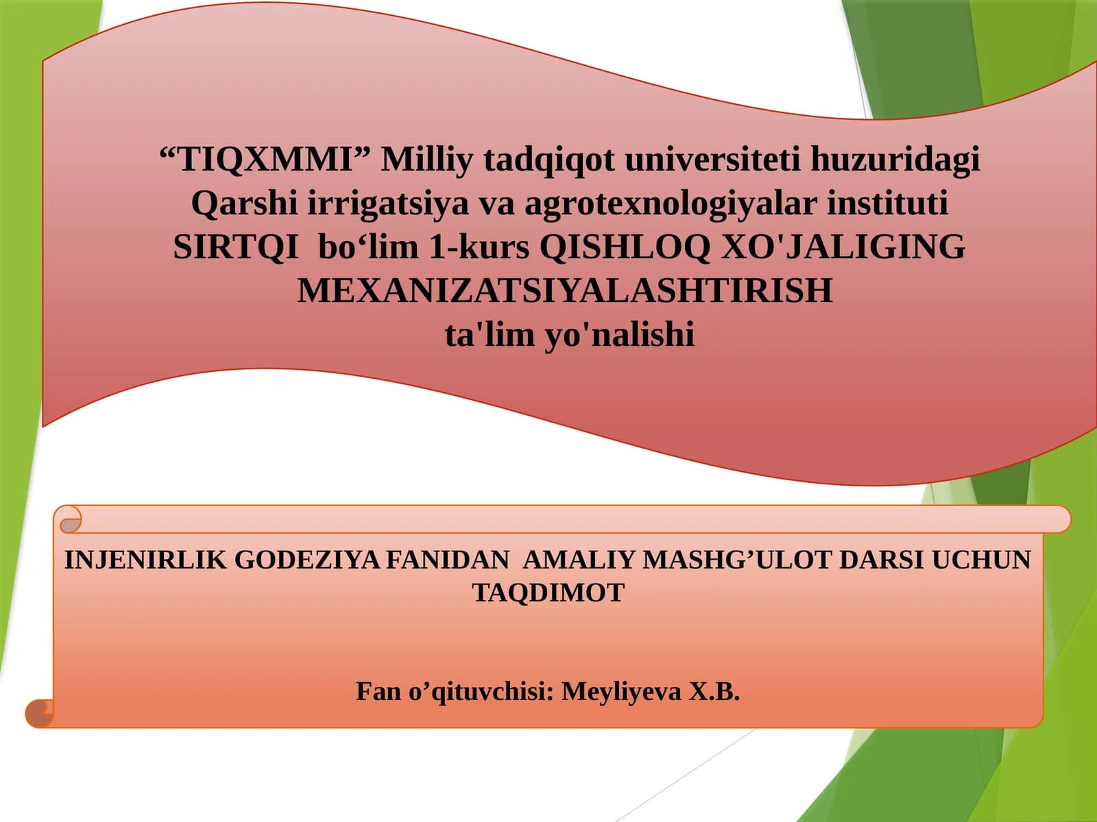 Topografik kartani o'qish va o'rganish