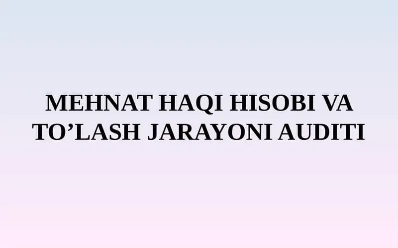 Mehnat haqi hisobi va to'lash jarayoni audit