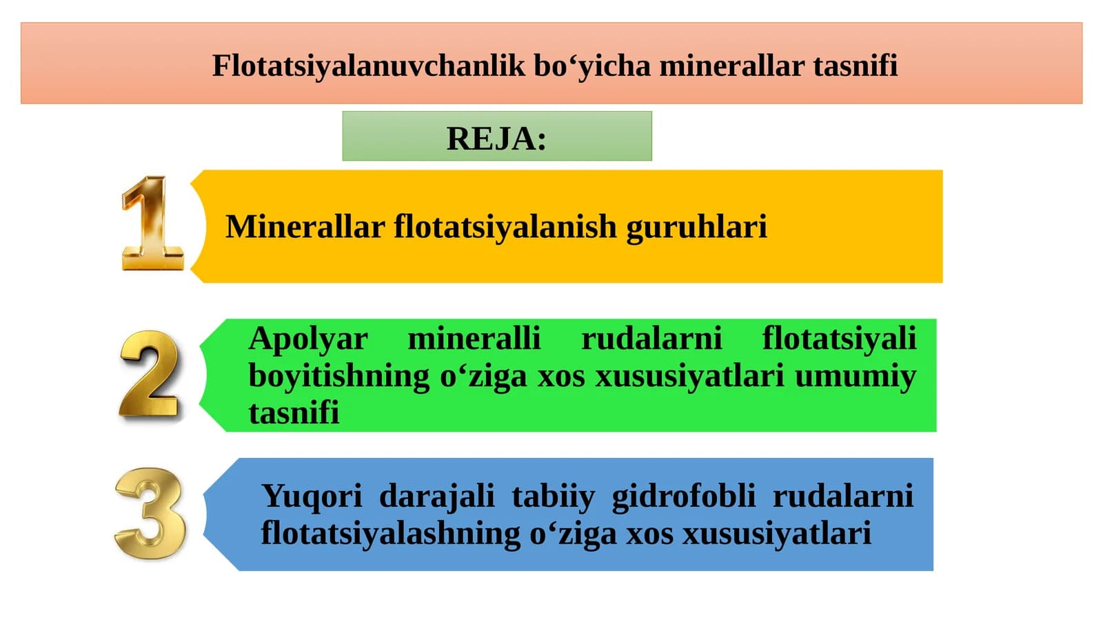 Flotatsiyalanuvchanlik bo‘yicha minerallar tasnifi