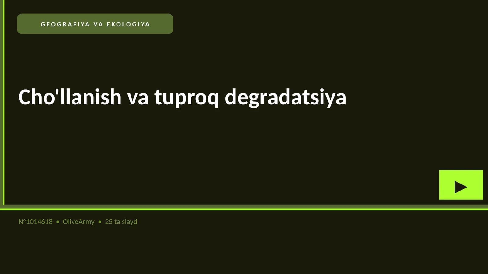 Cho'llanish va tuproq degradatsiya