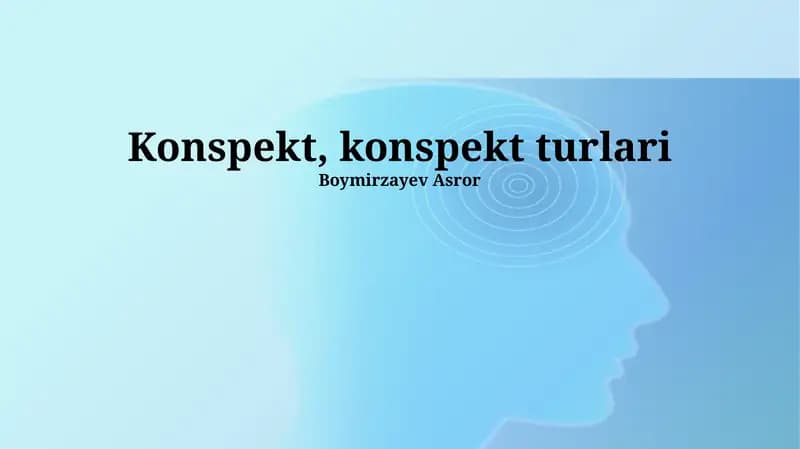 Konspekt, konspekt turlari