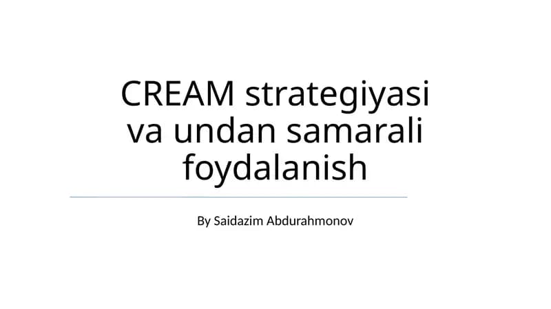 Krem Strategiyasi