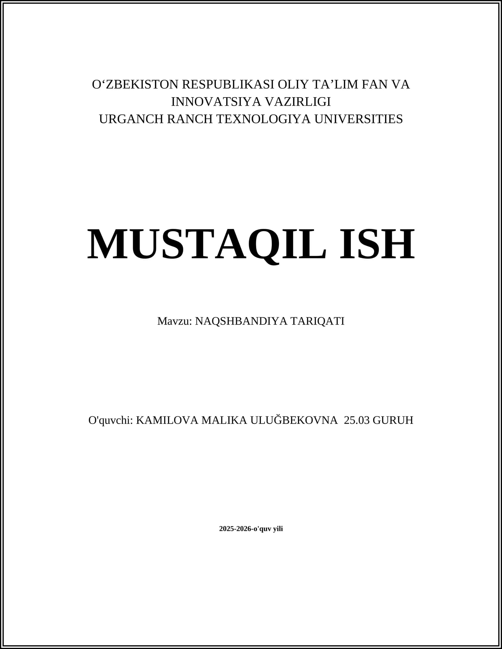 NAQSHBANDIYA TARIQATI