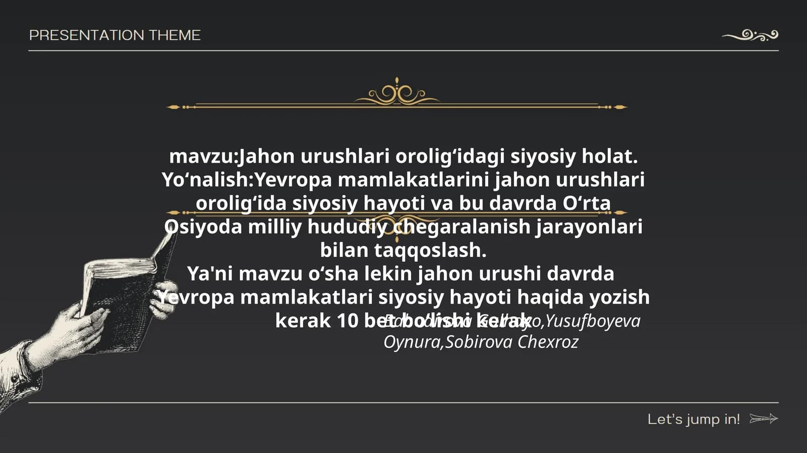 Jahon urushlari oroligʻidagi siyosiy holat