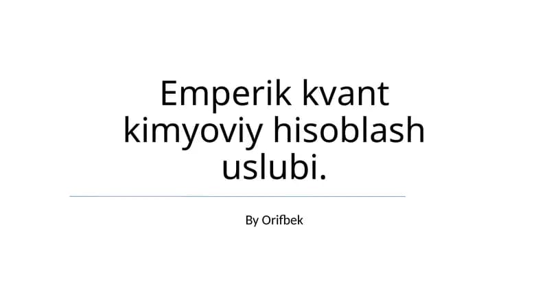 Empirik kvant kimyoviy hisoblash uslubi