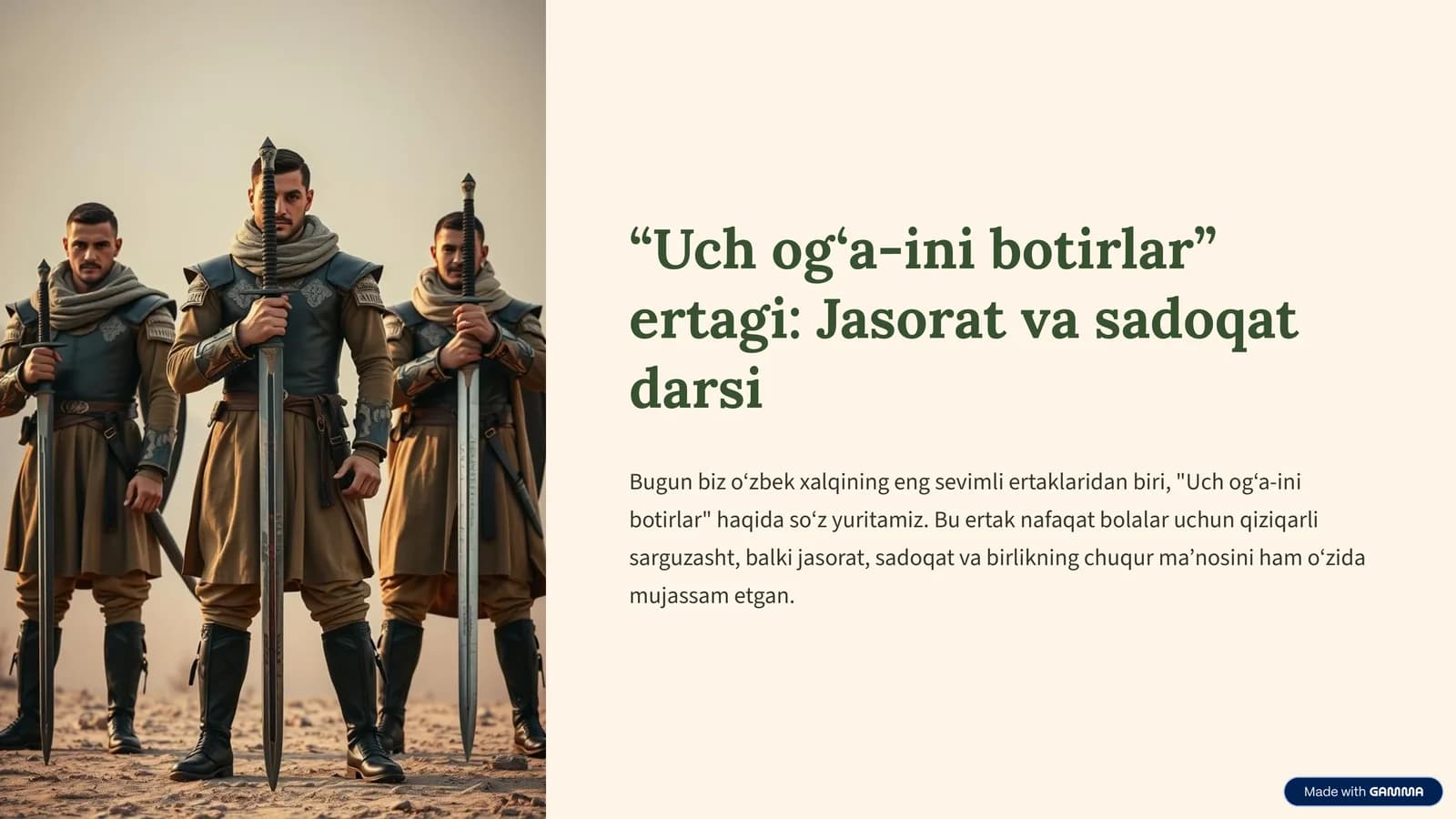 "Uch og‘a-ini botirlar" ertagi: Jasorat va sadoqat darsi