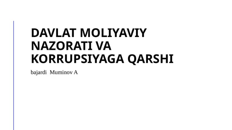 Davlat moliyaviy nazorati va korrupsiyaga qarshi