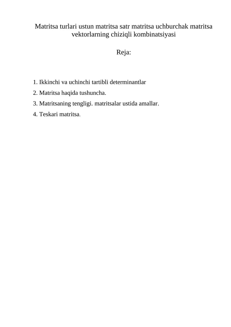 Matritsa Turlari