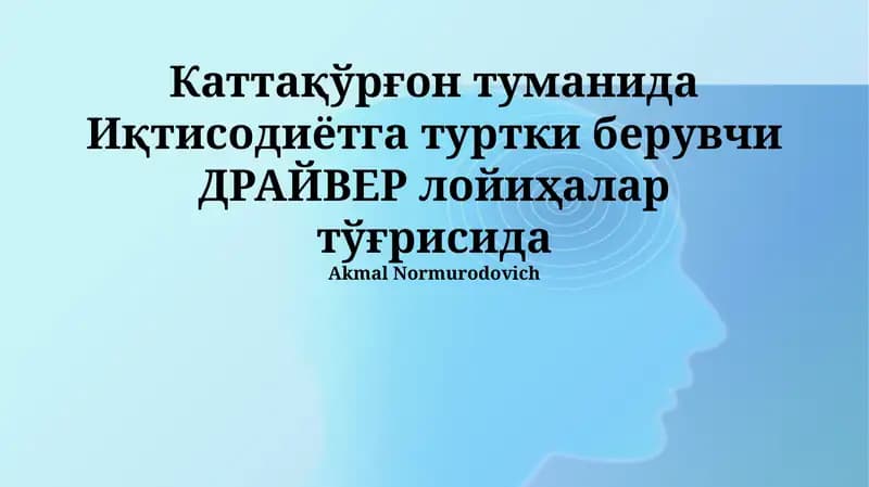 ДРАЙВЕР лойиҳалар тўғрисида