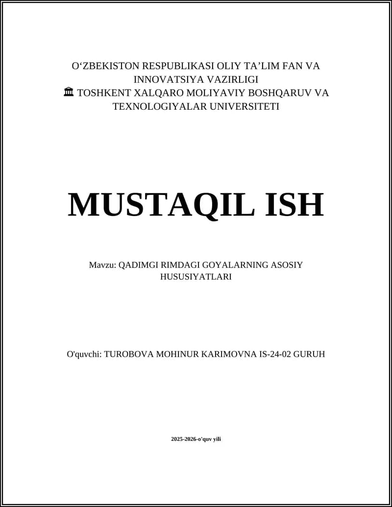 QADIMGI RIMDAGI GOYALARNING ASOSIY HUSUSIYATLARI