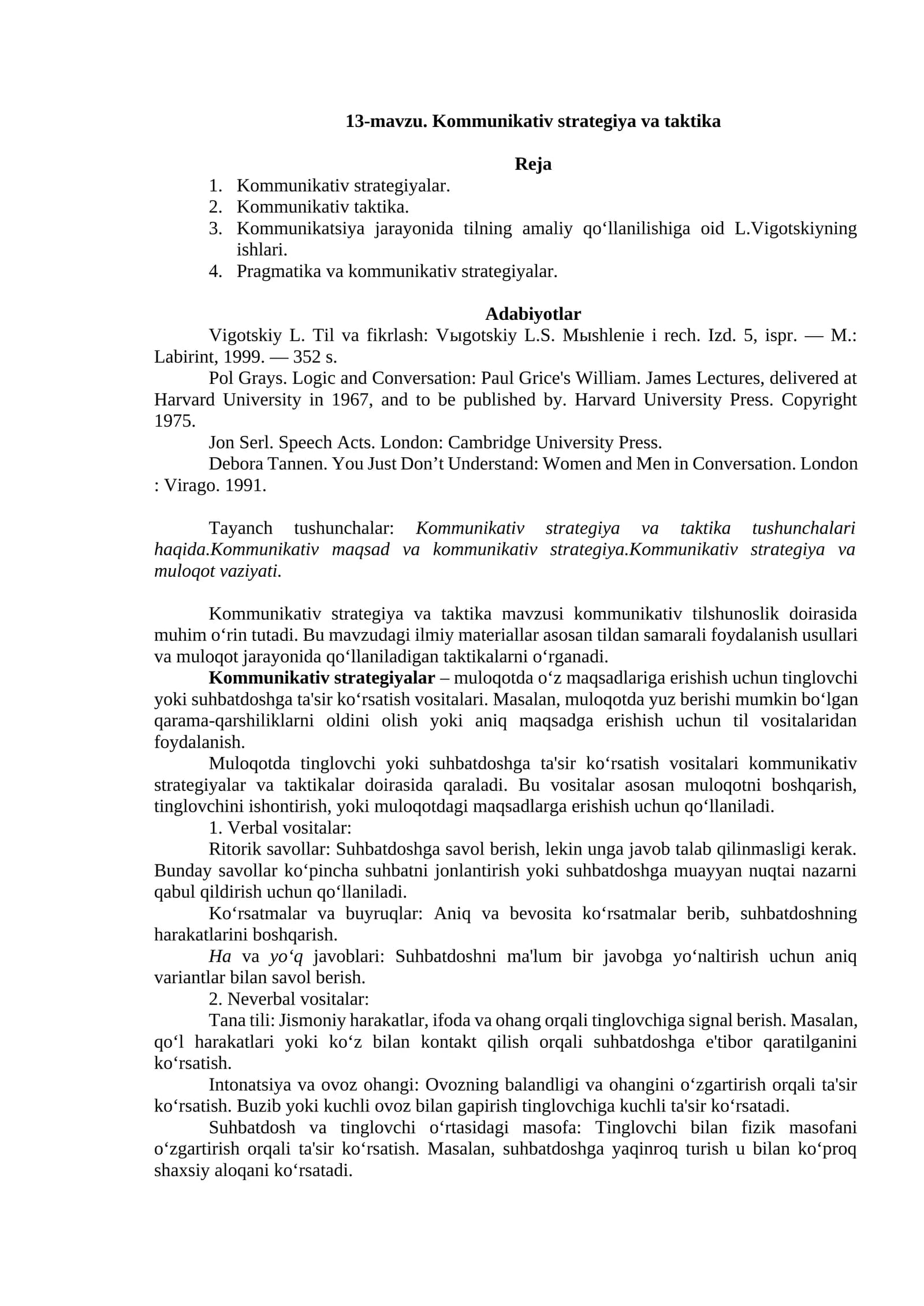 Kommunikativ strategiya va taktika