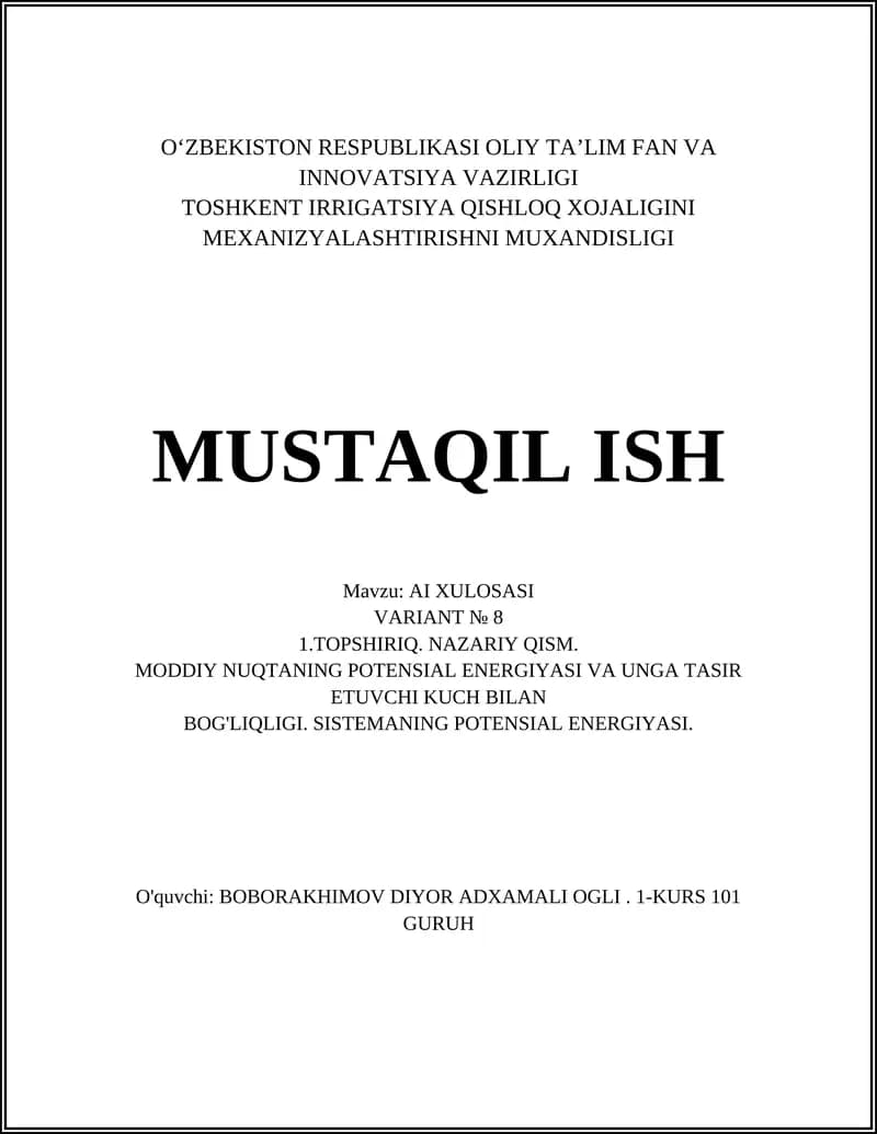 AI XULOSASI