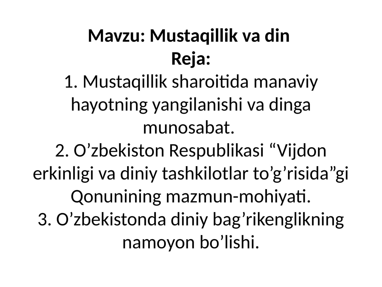 Mustaqillik va din