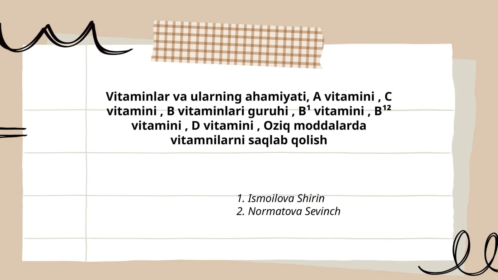 Vitaminlar va ularning ahamiyati