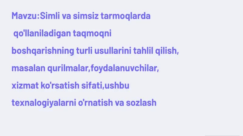 simli va simsiz tarmoqni boshqarish