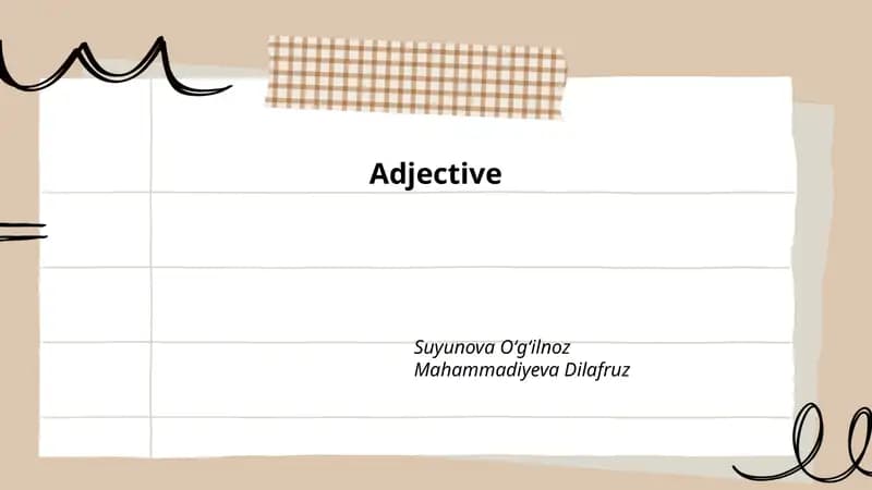 Definition and function of adjectives