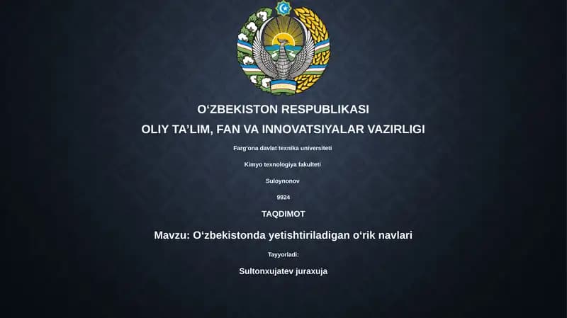 O'zbekistonda yetishtiriladigan o'rik navlari