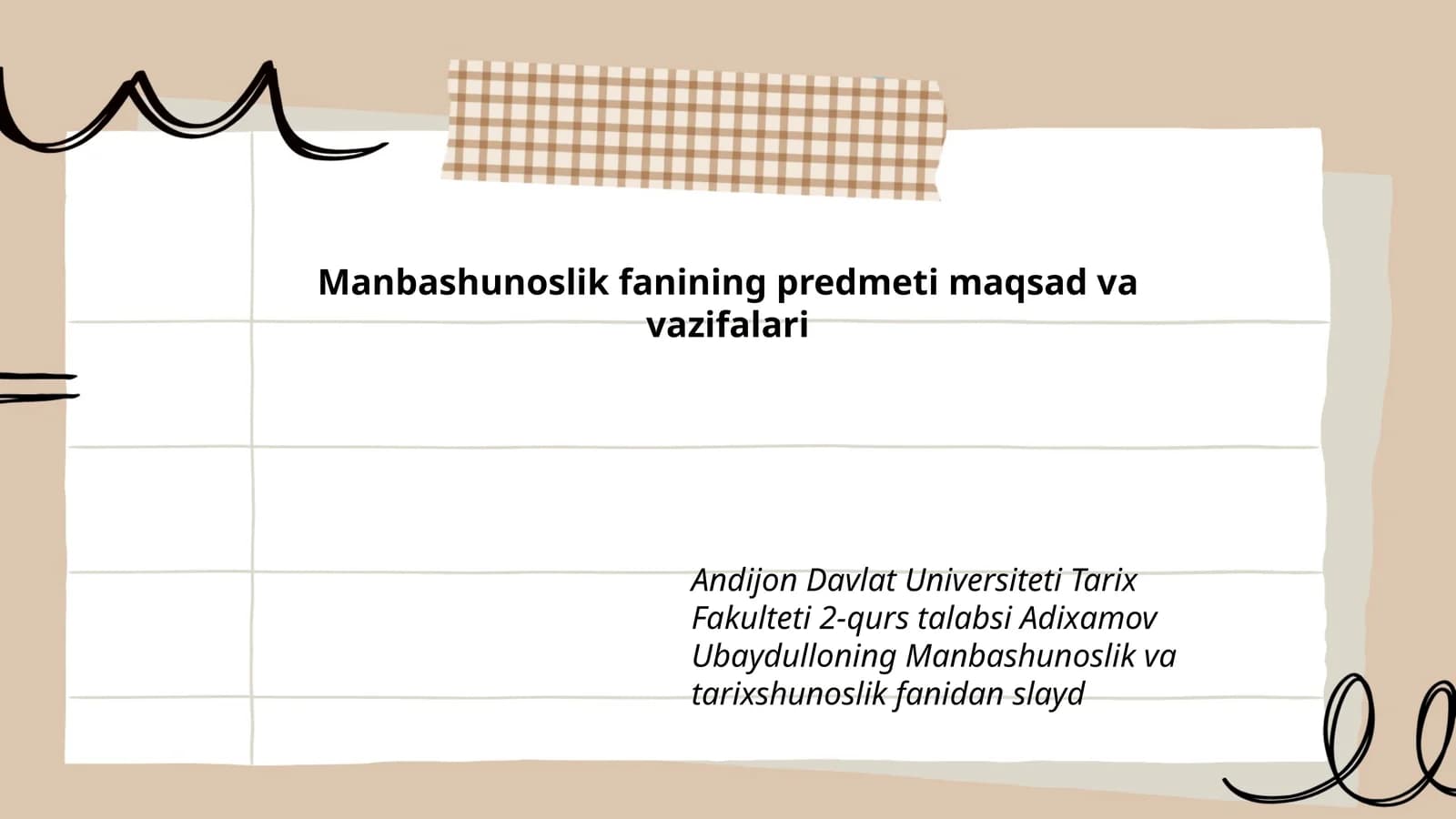 Manbashunoslik fanining predmeti maqsad va vazifalari