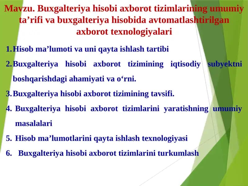 Buxgalteriya hisobi axborot tizimlari