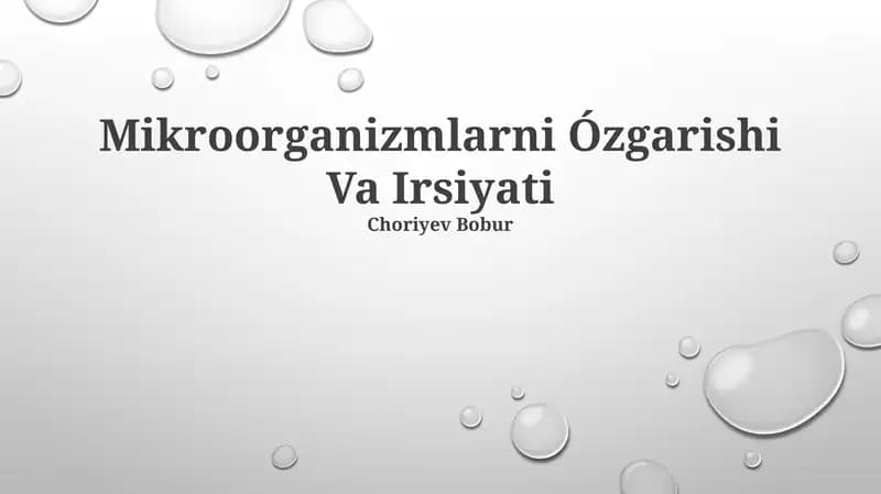 Mikroorganizmlarni Ózgarishi Va Irsiyati