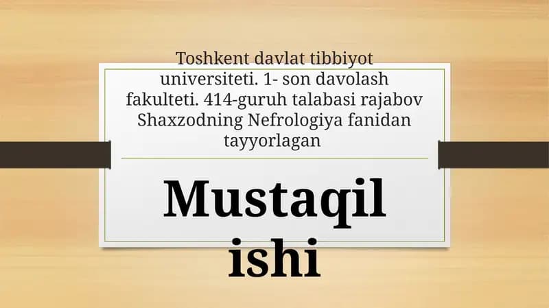 Nefrologiya fanining mustaqilishi