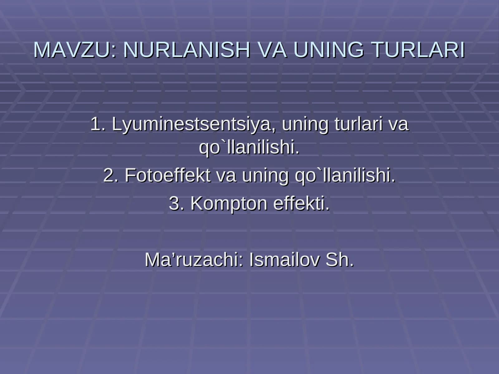 NURLANISHVA UNING TURLARI