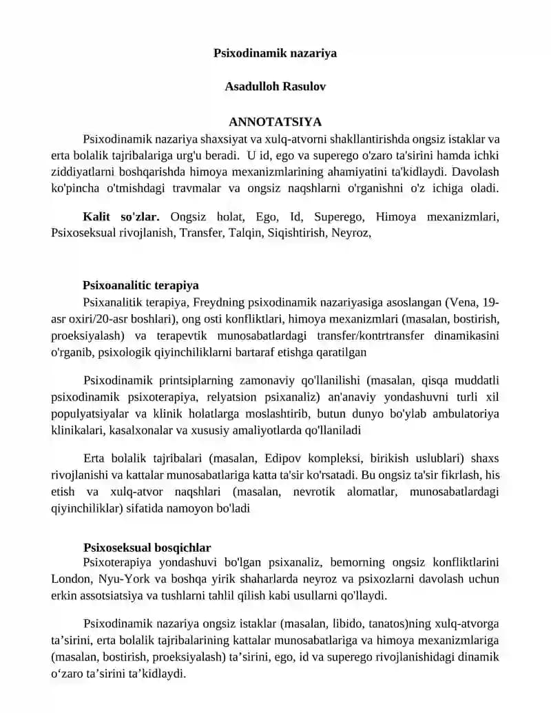 Psixodinamik nazariya