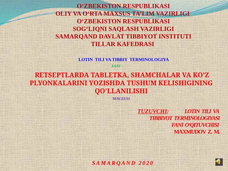 LOTIN TILI VATIBBIY TERMINOLOGIYA FANI