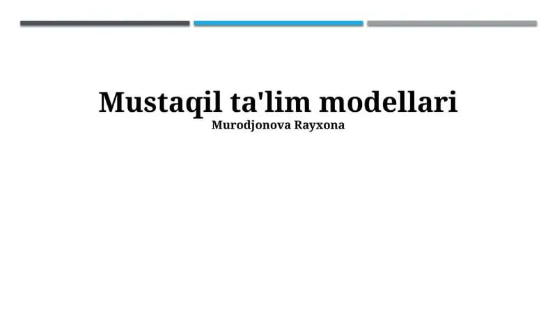 Mustaqil O'rganish Modellari
