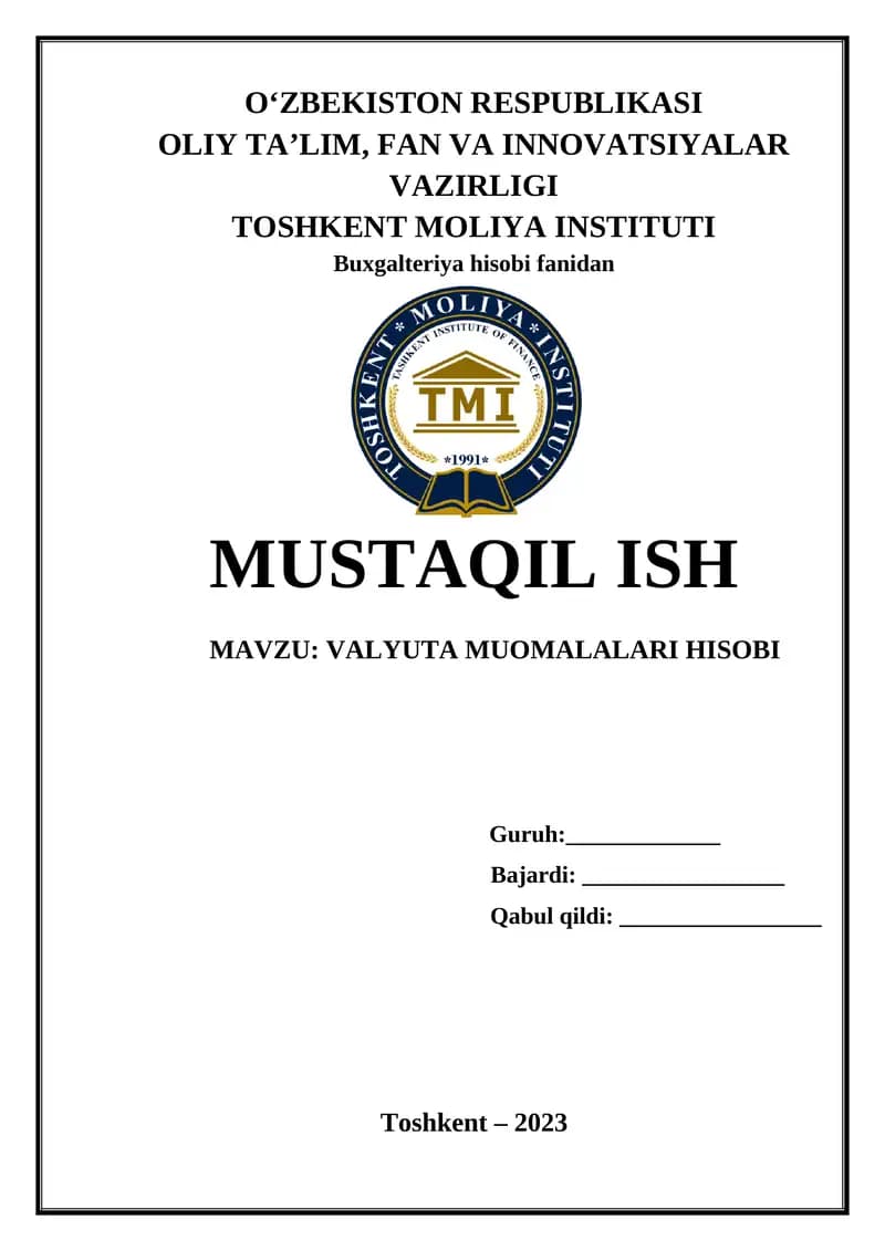 Valyuta muomalalari hisobi