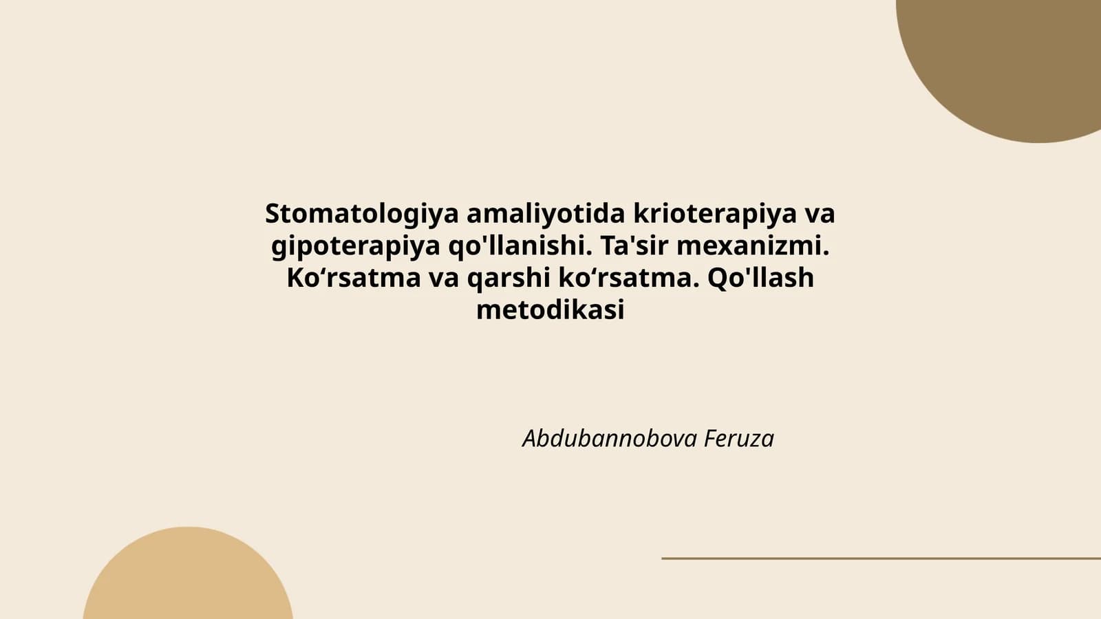 Krioterapiya va gipoterapiya qo'llash metodikasi