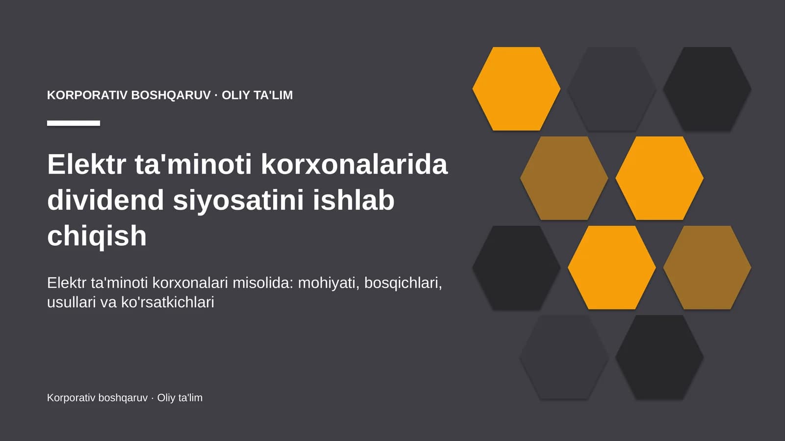 elektr ta'minoti korxonalarida dividend siyosatini ishlab chiqish 8831