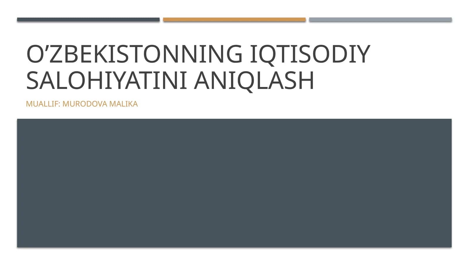 O'zbekistonning Iqtisodiy salohiyatini aniqlash