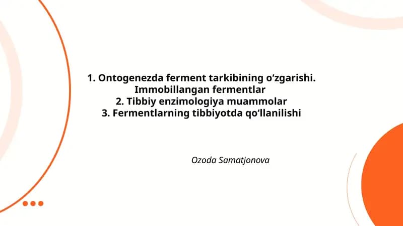 Ontogenezda ferment tarkibining oʻzgarishi
