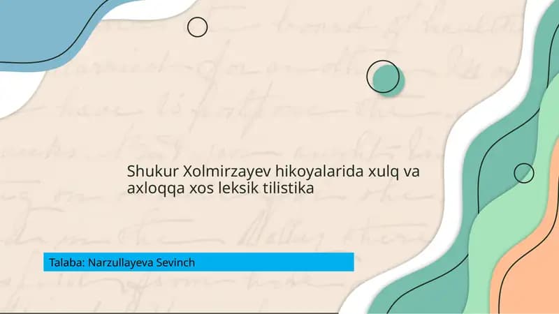 Shukur Xolmirzayev hikoyalari