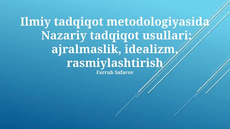 Nazariy Tadqiqot Usullari