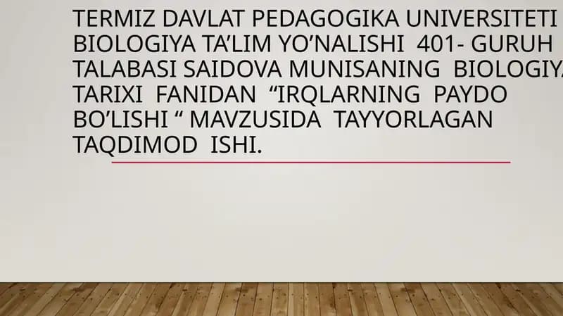 Irqlarning paydo bo'lishi