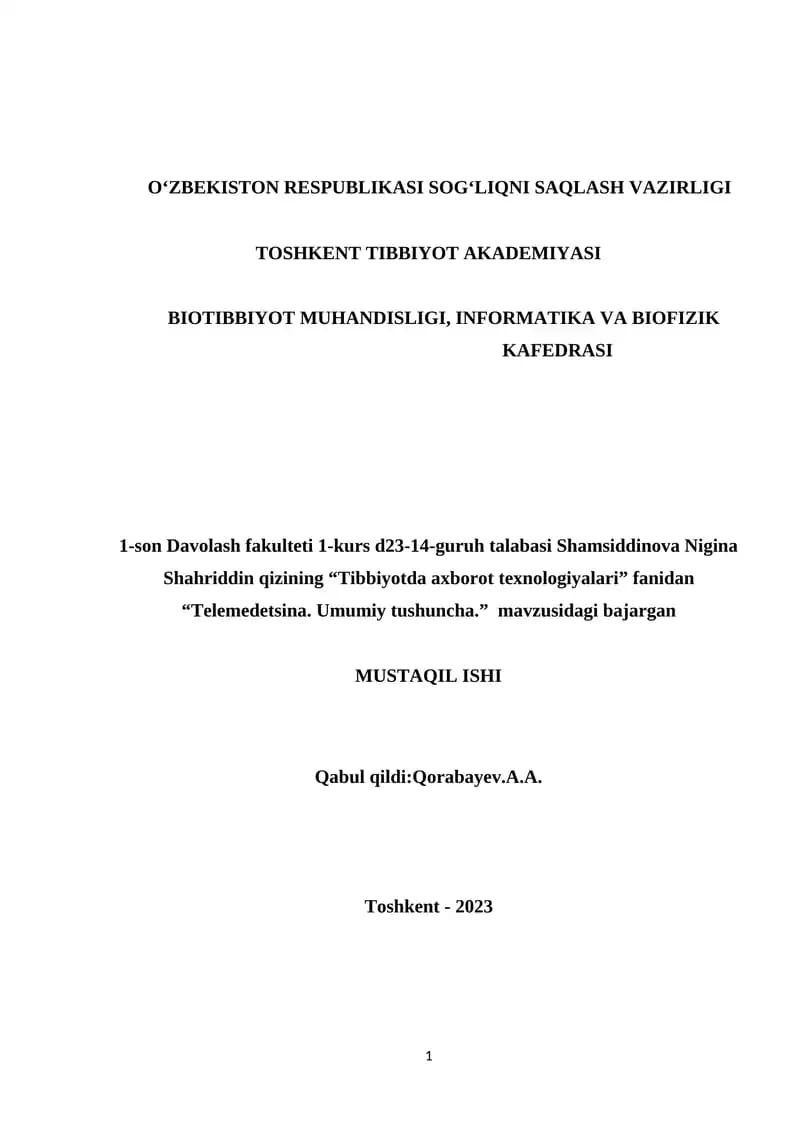 Telemedetsina. Umumiy tushuncha