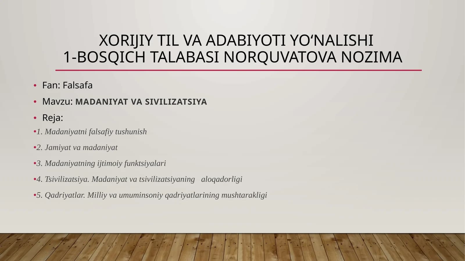 MADANIYAT VA SIVILIZATSIYA