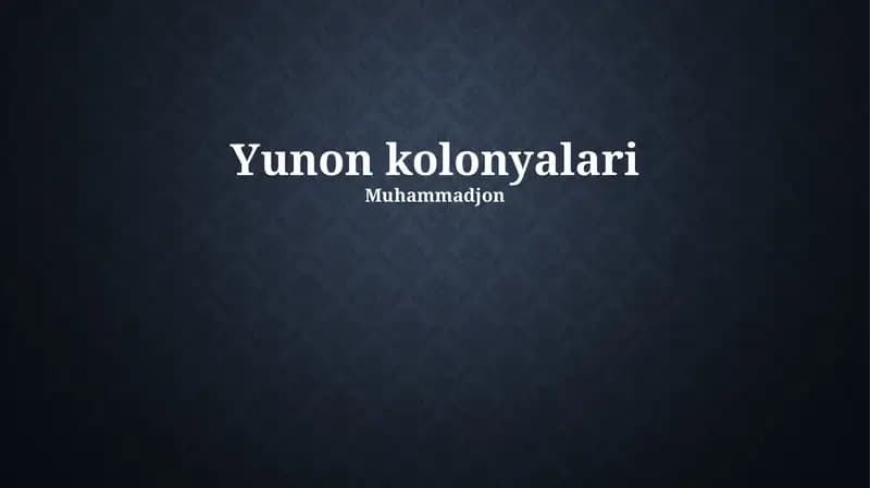 Yunon Koloniyalar