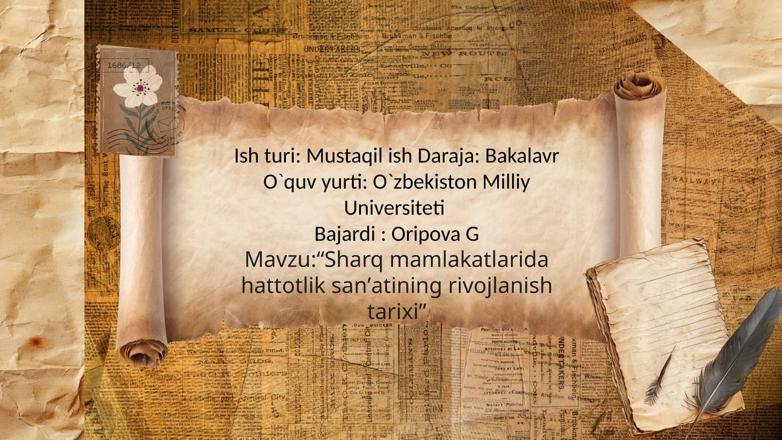 “Sharq mamlakatlarida hattotlik sanʼatining rivojlanish tarixi”