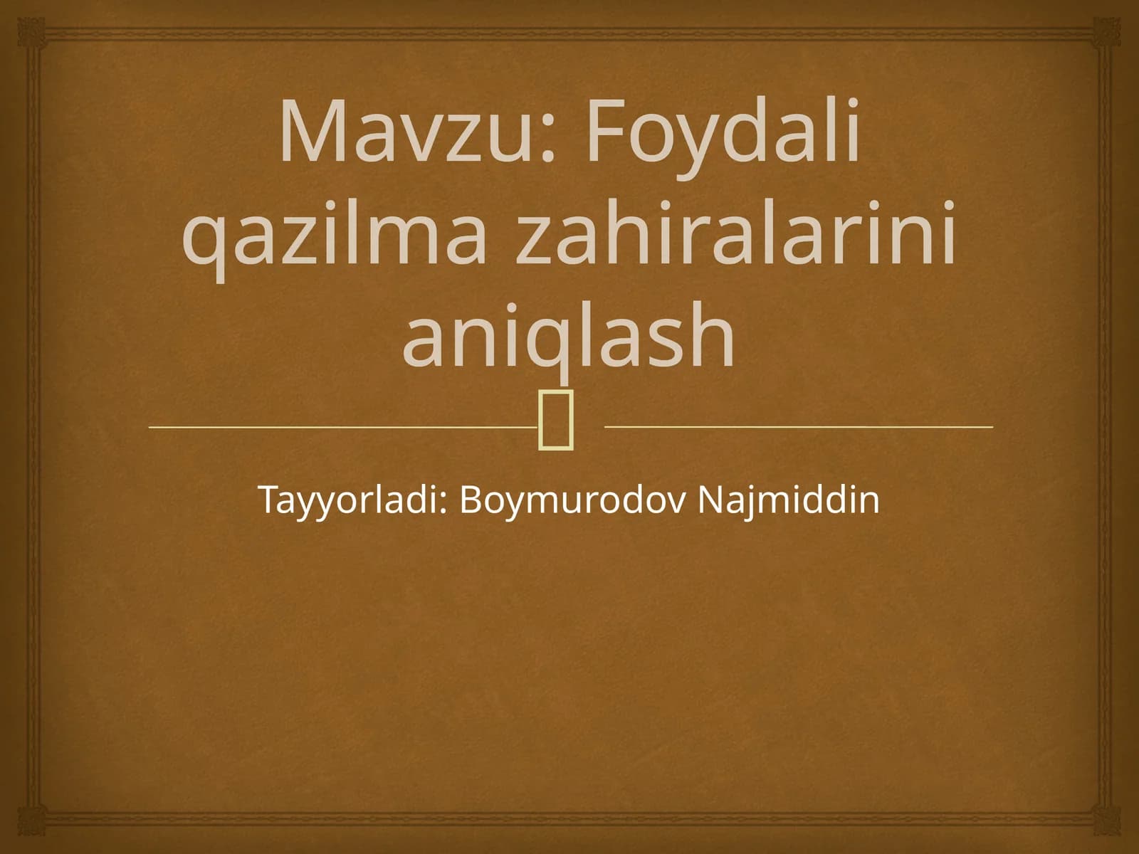 Foydali qazilma zahiralarini aniqlash