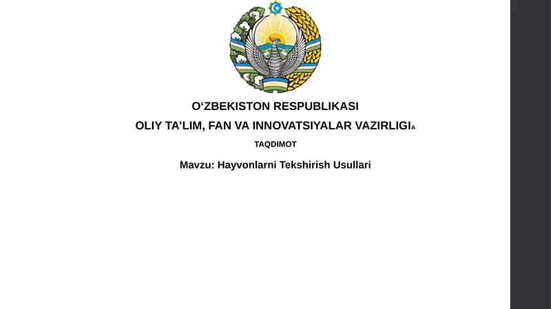 Hayvonlarni Tekshirish Usullari