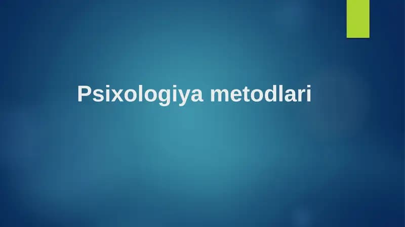 Psixologiya metodlari